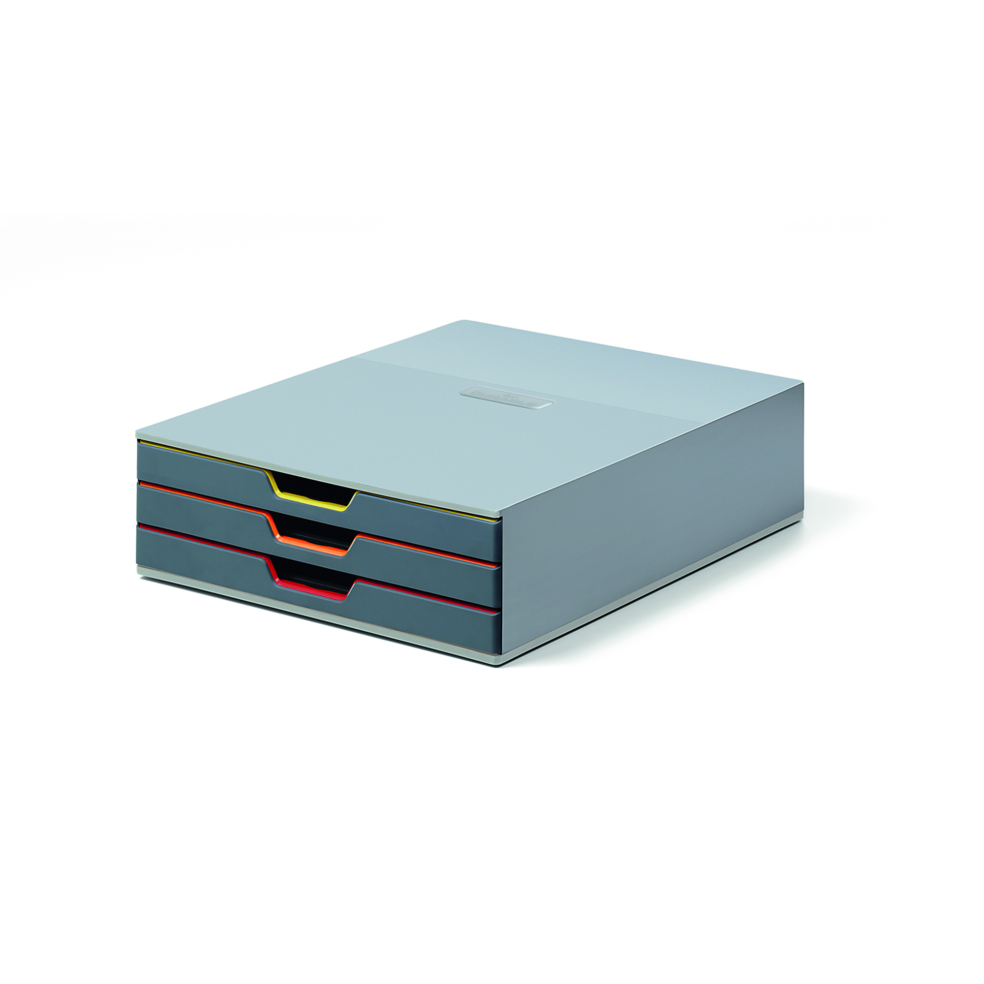 Durable, VARICOLOR 3 Drawer Storage Box, Gray/Multicolor, Color Finish Gray, Model# 760327
